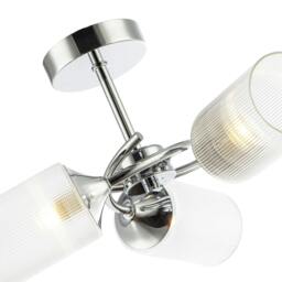 Rackhams Modern Chrome Ceiling Light with Cylindrical Lined Clear Glass Shades - thumbnail 5