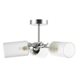 Rackhams Modern Chrome Ceiling Light with Cylindrical Lined Clear Glass Shades - thumbnail 4