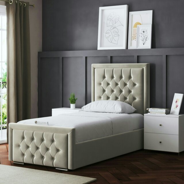 Rackhams Allegra Divan Bed with Upholstered Headboard - Beige - Small Double / 4ft - image 1