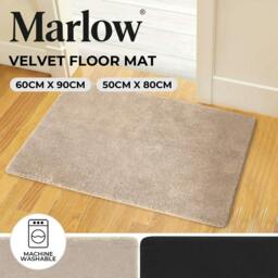 Rackhams Non Slip Indoor Door Mats Small Large Washable Kitchen Floor Rug Runner - Black - 50cm x 80cm - thumbnail 4