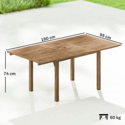 Rackhams Extending Garden Table, Acacia Wood Outdoor Dining Table for 6-8 - 1 - 180 x 95 x 74 cm - 95 - thumbnail 3