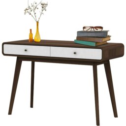 Rackhams Cassie Desk 2 Drawers WalnutWhite120x50x79cm - Brown - thumbnail 3