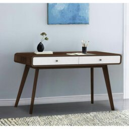 Rackhams Cassie Desk 2 Drawers WalnutWhite120x50x79cm - Brown - thumbnail 2