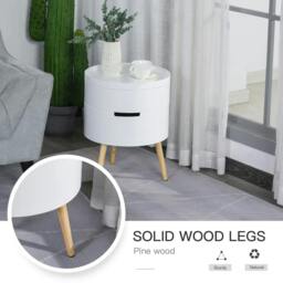 Rackhams 3-Tier Coffee Table, Round End Table with 2 Hidden Compartments and Detachable Tray, Side Table with Storage for Living Room, White - White - thumbnail 6