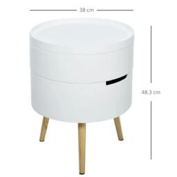 Rackhams 3-Tier Coffee Table, Round End Table with 2 Hidden Compartments and Detachable Tray, Side Table with Storage for Living Room, White - White - thumbnail 3
