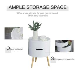 Rackhams 3-Tier Coffee Table, Round End Table with 2 Hidden Compartments and Detachable Tray, Side Table with Storage for Living Room, White - White - thumbnail 5