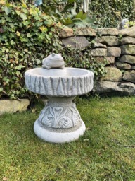 Rackhams Rustic Garden Birdbath with Frog atop - thumbnail 6