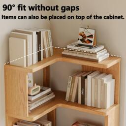 Rackhams 4 Tier Wooden Corner Shelf Standing Bookcase Display Storage Unit - Wood - Brown - thumbnail 6