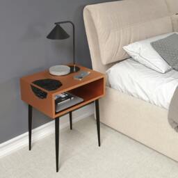 Rackhams Galaxy Metal Bedside Table, Eccentric Art-Deco Storage - Gold - thumbnail 2