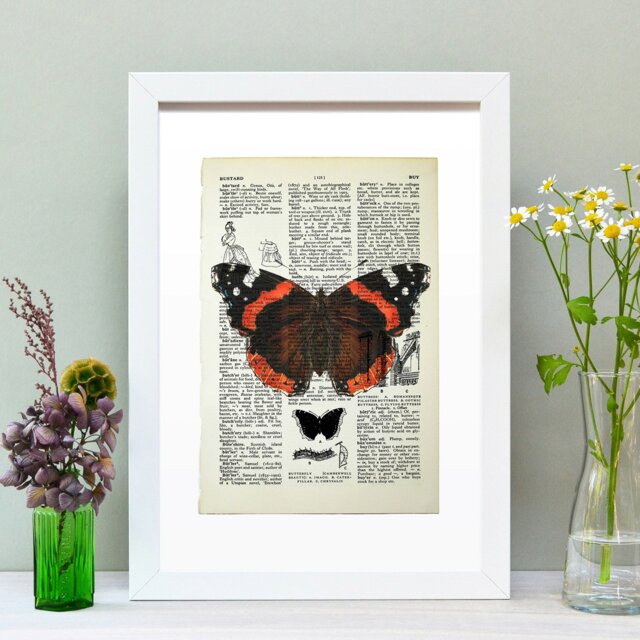 Rackhams Red Admiral butterfly vintage book page art print - White - image 1