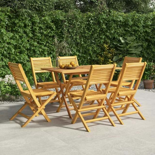 Rackhams Folding Garden Chairs 6 pcs 47x62x90 cm Solid Wood Teak - Brown - Solid teak wood with waterbase finish