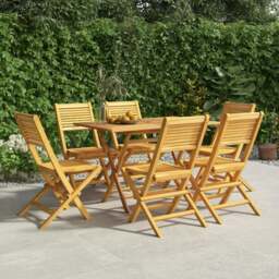 Rackhams Folding Garden Chairs 6 pcs 47x62x90 cm Solid Wood Teak - Brown - Solid teak wood with waterbase finish
