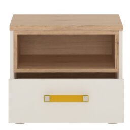 Rackhams 4Kids 1 Drawer bedside Cabinet in Light Oak and white High Gloss (orange handles) - White - Manufactured wood - 1 - thumbnail 2