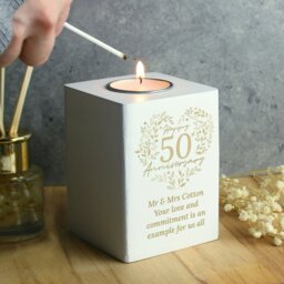 Rackhams Personalised 50th Golden Wedding Anniversary Tea Light Holder - thumbnail 2
