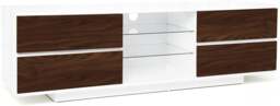 "Rackhams Avitus Gloss White TV Stand  with 4 Walnut Drawers and 2 Glass Shelves TV up to 65"" Cabinet" - thumbnail 4
