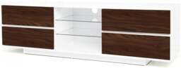 "Rackhams Avitus Gloss White TV Stand  with 4 Walnut Drawers and 2 Glass Shelves TV up to 65"" Cabinet" - thumbnail 6