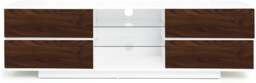 "Rackhams Avitus Gloss White TV Stand  with 4 Walnut Drawers and 2 Glass Shelves TV up to 65"" Cabinet" - thumbnail 5