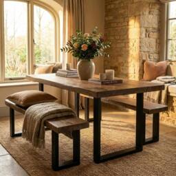 Rackhams Chunky Table - 120cm - Narrow - 80cm - Walnut - thumbnail 2