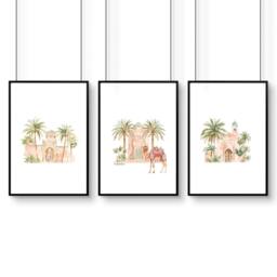 Rackhams Wall Canvas Living Room - Set of 3 Moroccan Inspired Wall art Prints - A2 16.54 x 23.39 in / 42 x 59.4 cm - Matte Museum Quality Art Paper 290 gsm - Black Frame - thumbnail 1