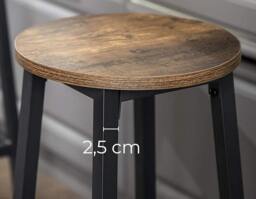 Rackhams Set of 2 Bar Stools, Industrial Kitchen Breakfast Chairs, Rustic Brown and Black - thumbnail 5
