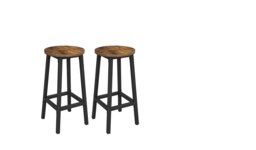 Rackhams Set of 2 Bar Stools, Industrial Kitchen Breakfast Chairs, Rustic Brown and Black - thumbnail 6