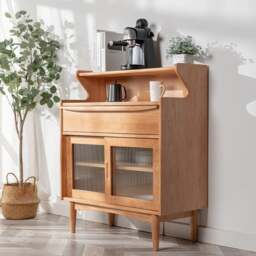 Rackhams H11 Elvis Rattan Sideboard, Oak - With Glass Door - thumbnail 3