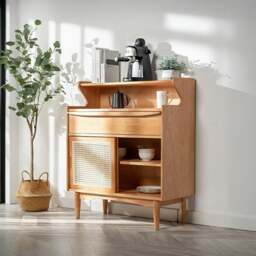 Rackhams H11 Elvis Rattan Sideboard, Oak - With Glass Door - thumbnail 1