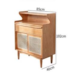 Rackhams H11 Elvis Rattan Sideboard, Oak - With Glass Door - thumbnail 6