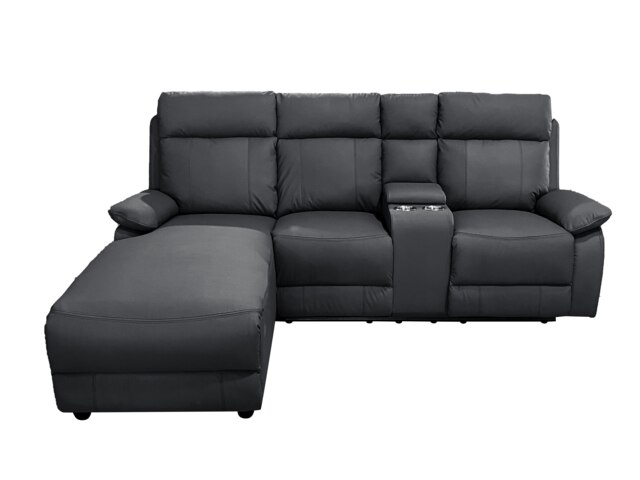 Rackhams Sorento Recline Right Hand Corner Leather 3 Seater Sofa in Black or Grey - Black - image 1