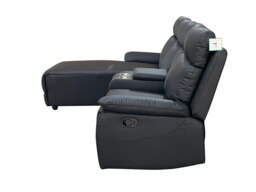 Rackhams Sorento Recline Right Hand Corner Leather 3 Seater Sofa in Black or Grey - Black - thumbnail 4