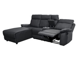 Rackhams Sorento Recline Right Hand Corner Leather 3 Seater Sofa in Black or Grey - Black - thumbnail 6