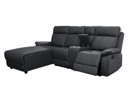 Rackhams Sorento Recline Right Hand Corner Leather 3 Seater Sofa in Black or Grey - Black - thumbnail 3