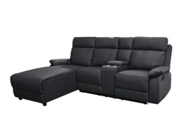 Rackhams Sorento Recline Right Hand Corner Leather 3 Seater Sofa in Black or Grey - Black - thumbnail 2