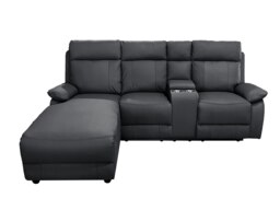 Rackhams Sorento Recline Right Hand Corner Leather 3 Seater Sofa in Black or Grey - Black - thumbnail 1