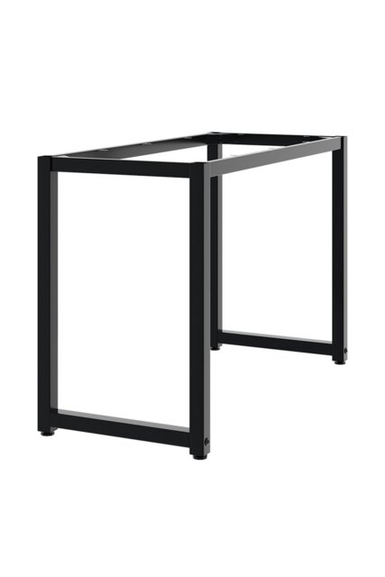 Rackhams Black Square Metal Desk Frame Base with Adjustable Plastic Table Foot Protectors - 110cm W x 50cm D x 71cm H - Black - image 1