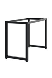 Rackhams Black Square Metal Desk Frame Base with Adjustable Plastic Table Foot Protectors - 110cm W x 50cm D x 71cm H - Black