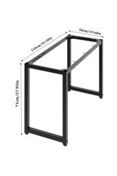 Rackhams Black Square Metal Desk Frame Base with Adjustable Plastic Table Foot Protectors - 110cm W x 50cm D x 71cm H - Black - thumbnail 4