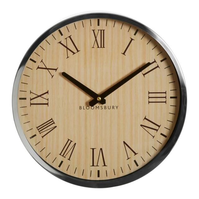 Rackhams Vitus 30cm Dia Natural and Silver Wall Clock - image 1
