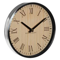 Rackhams Vitus 30cm Dia Natural and Silver Wall Clock - thumbnail 2