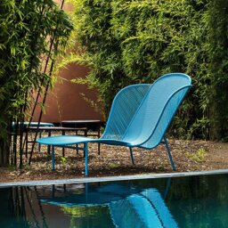 Rackhams Kaczynski Metal Garden Chair, Outdoor Lounge Chair - Blue - thumbnail 3