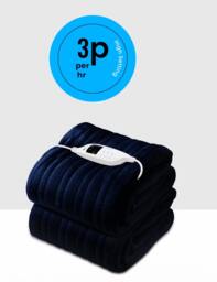 Rackhams Fleece Electric Heated Throw with 9 Heat Settings Navy - thumbnail 2