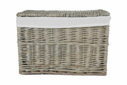 Rackhams 60cm Grey Wash Finish Storage Wicker Hamper Basket - thumbnail 4