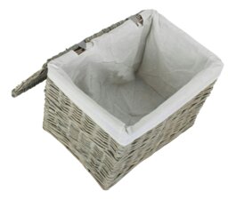 Rackhams 60cm Grey Wash Finish Storage Wicker Hamper Basket - thumbnail 1
