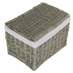 Rackhams 60cm Grey Wash Finish Storage Wicker Hamper Basket - thumbnail 3