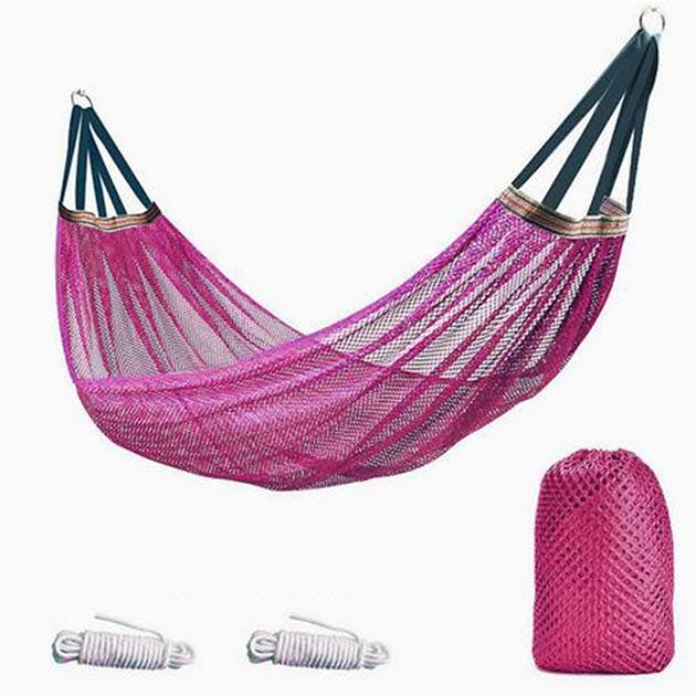 Rackhams Outdoor Ice Silk Mesh Swing Hammock - Pink - image 1
