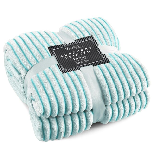 Rackhams Corduroy Printed Throw - 127cm x 152cm - Teal - image 1