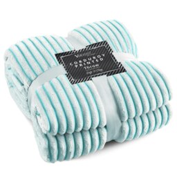Rackhams Corduroy Printed Throw - 127cm x 152cm - Teal - thumbnail 1