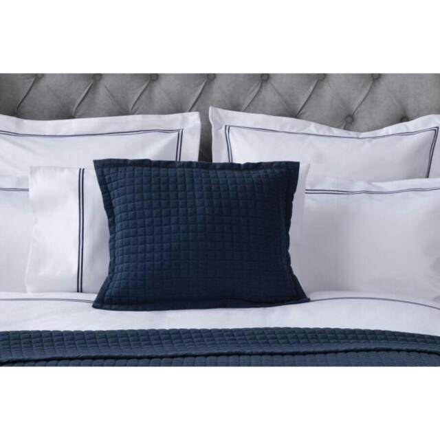 Rackhams Crompton Quilted Filled Cushion - Navy - 50cm x 40cm - Navy - 60% Cotton/40% Polyester - image 1