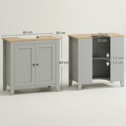 Rackhams Bathroom Pedestal Under Sink Cabinet with Adjustable Shelf, Grey - Grey - MDF - Modern - thumbnail 5