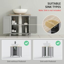 Rackhams Bathroom Pedestal Under Sink Cabinet with Adjustable Shelf, Grey - Grey - MDF - Modern - thumbnail 3